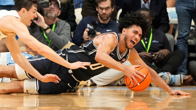 Duke basketball guard Jared McCain versus UNC